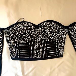 Black bedazzled crop top
